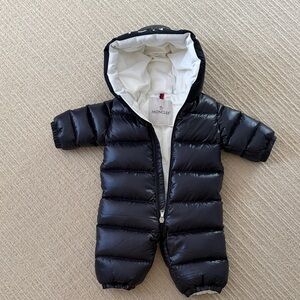 Moncler Shiny Black Kids Footie